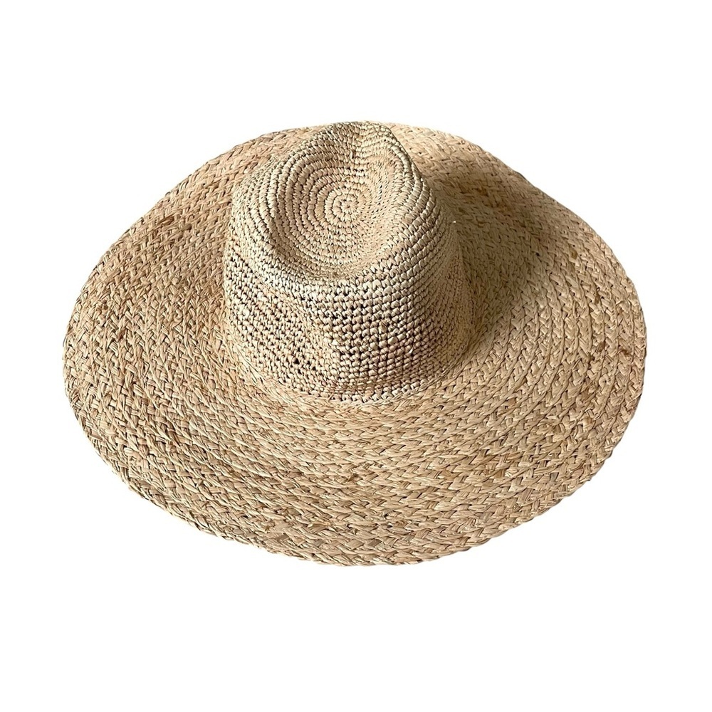 Aerie Natural Straw Raffia Wide Floppy Brim Summer Sun Hat One Size